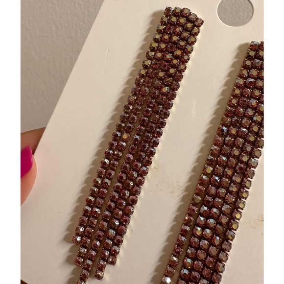 Rhinestone Chain Duster Earrings - Picture 2 of 2